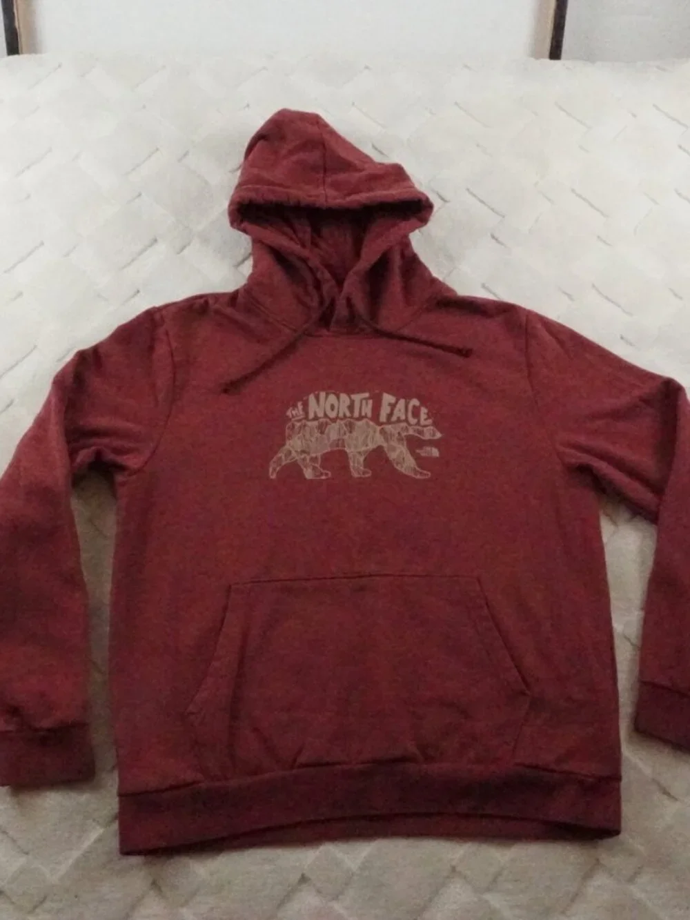 The North Face Hoodie Mens Large Evolution Bear Graphic Print Pull Over Red